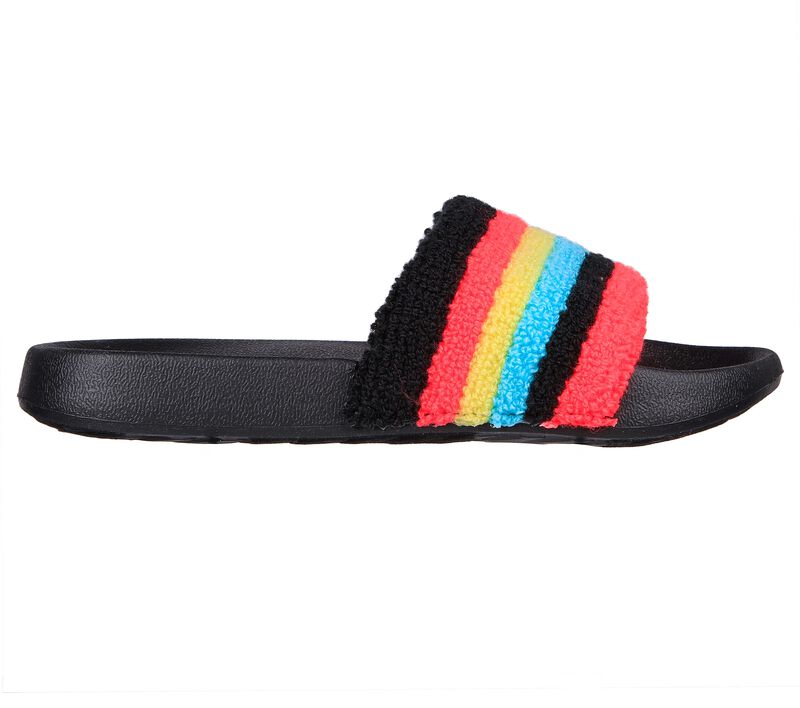 Dívčí Sandály Skechers Sunny Slides - Stripe Brights Černé Viacfarebný | CZ.310992LBKMT